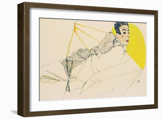 Reclining Boy (Erich Ledere), 1913-Egon Schiele-Framed Giclee Print