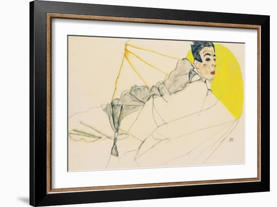 Reclining Boy (Erich Ledere), 1913-Egon Schiele-Framed Giclee Print