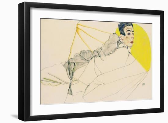 Reclining Boy (Erich Ledere), 1913-Egon Schiele-Framed Giclee Print