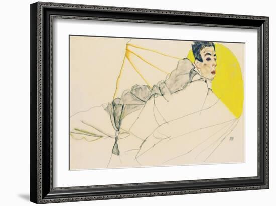 Reclining Boy (Erich Ledere), 1913-Egon Schiele-Framed Giclee Print