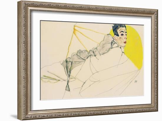 Reclining Boy (Erich Lederer)-Egon Schiele-Framed Giclee Print