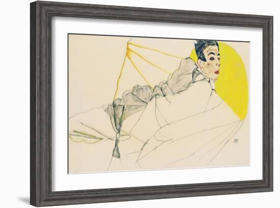 Reclining Boy (Erich Lederer)-Egon Schiele-Framed Giclee Print