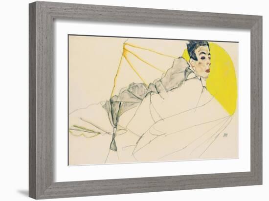 Reclining Boy (Erich Lederer)-Egon Schiele-Framed Giclee Print