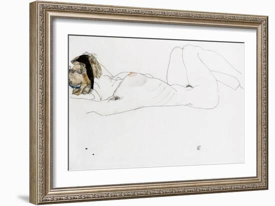 Reclining Female Nude, 1912-Egon Schiele-Framed Giclee Print