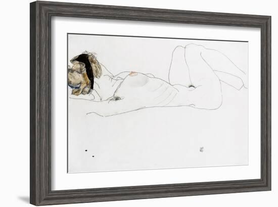 Reclining Female Nude, 1912-Egon Schiele-Framed Giclee Print