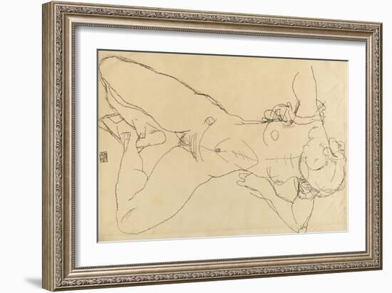 Reclining Female Nude, 1914-Egon Schiele-Framed Giclee Print