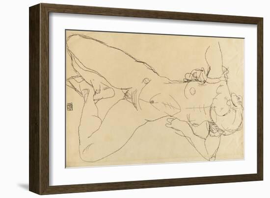 Reclining Female Nude, 1914-Egon Schiele-Framed Giclee Print