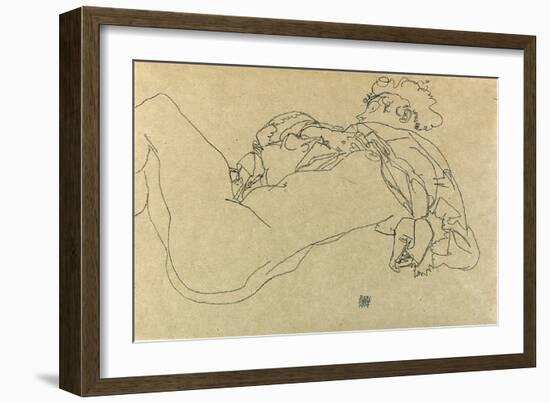 Reclining Female Nude, 1914-Egon Schiele-Framed Giclee Print