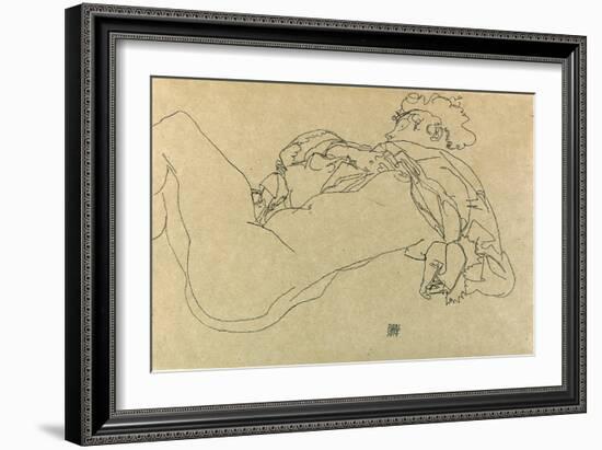 Reclining Female Nude, 1914-Egon Schiele-Framed Giclee Print