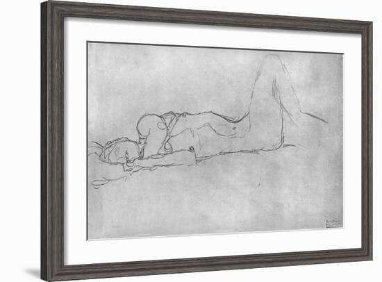 Reclining Female Nude, c.1914-Gustav Klimt-Framed Giclee Print