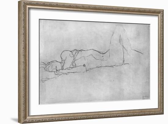 Reclining Female Nude, c.1914-Gustav Klimt-Framed Giclee Print