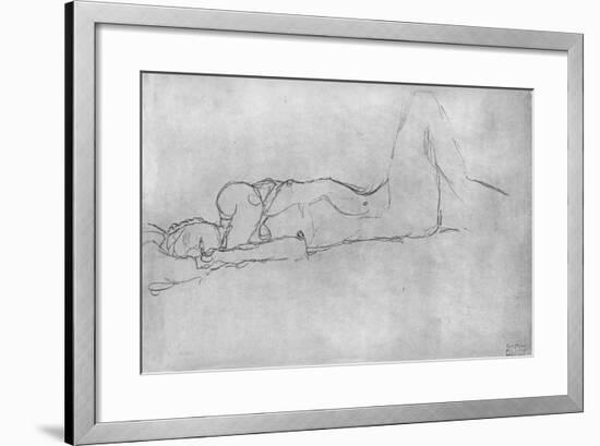 Reclining Female Nude, c.1914-Gustav Klimt-Framed Giclee Print