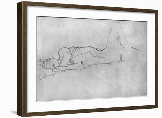 Reclining Female Nude, c.1914-Gustav Klimt-Framed Giclee Print