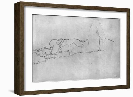 Reclining Female Nude, c.1914-Gustav Klimt-Framed Premium Giclee Print