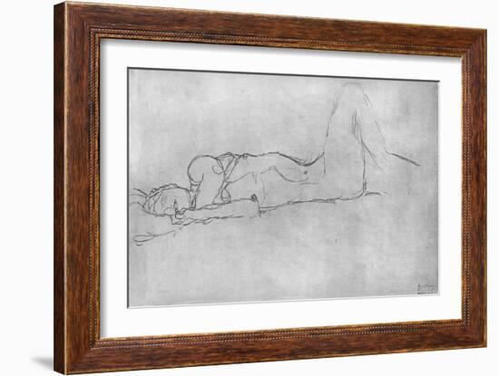 Reclining Female Nude, c.1914-Gustav Klimt-Framed Premium Giclee Print