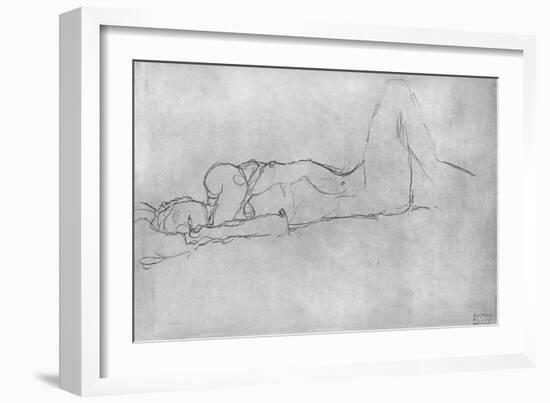 Reclining Female Nude, c.1914-Gustav Klimt-Framed Premium Giclee Print