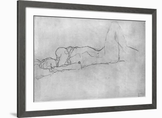 Reclining Female Nude, c.1914-Gustav Klimt-Framed Giclee Print