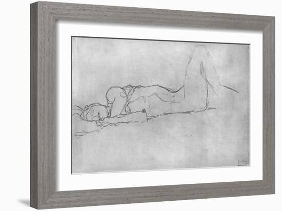 Reclining Female Nude, c.1914-Gustav Klimt-Framed Giclee Print