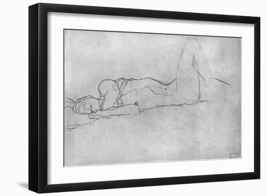 Reclining Female Nude, c.1914-Gustav Klimt-Framed Giclee Print