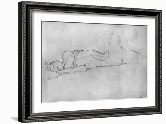 Reclining Female Nude, c.1914-Gustav Klimt-Framed Giclee Print