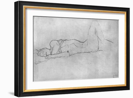 Reclining Female Nude, c.1914-Gustav Klimt-Framed Giclee Print