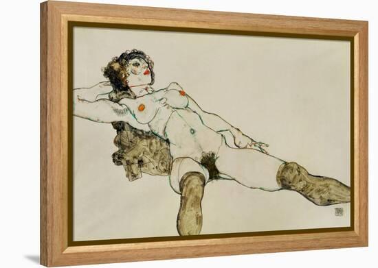 Reclining female nude with legs spread 1914-Egon Schiele-Framed Premier Image Canvas