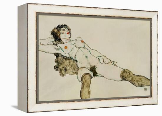 Reclining female nude with legs spread 1914-Egon Schiele-Framed Premier Image Canvas