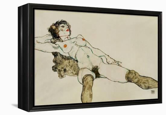 Reclining female nude with legs spread 1914-Egon Schiele-Framed Premier Image Canvas