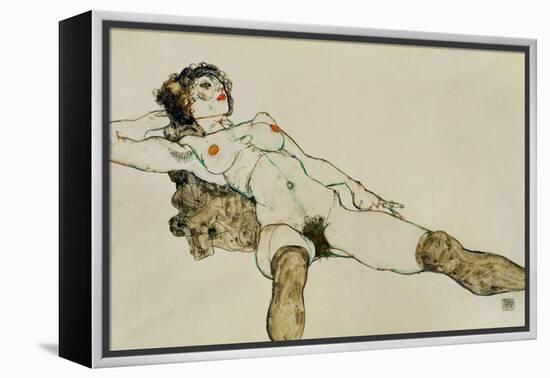 Reclining female nude with legs spread 1914-Egon Schiele-Framed Premier Image Canvas