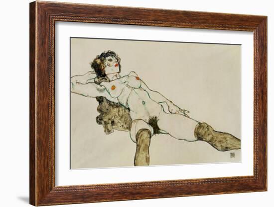 Reclining Female Nude with Legs Spread, 1914-Egon Schiele-Framed Giclee Print