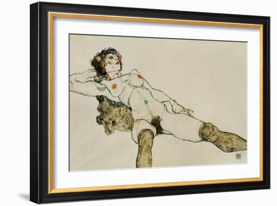 Reclining Female Nude with Legs Spread, 1914-Egon Schiele-Framed Giclee Print