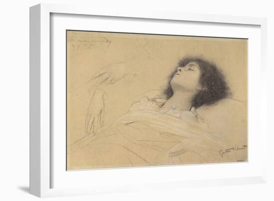 Reclining Girl and Two Studies of Hands-Gustav Klimt-Framed Giclee Print