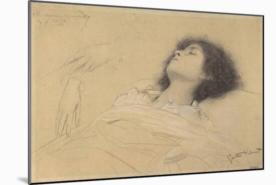 Reclining Girl and Two Studies of Hands-Gustav Klimt-Mounted Giclee Print