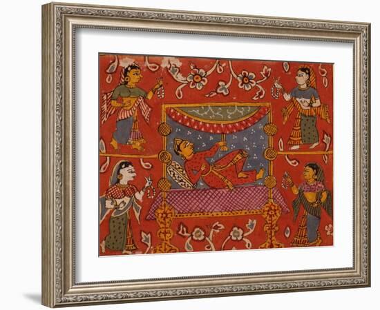 Reclining God with Attendants-null-Framed Art Print