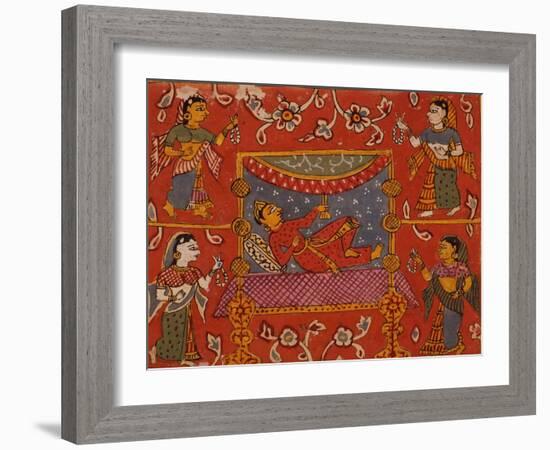 Reclining God with Attendants-null-Framed Art Print