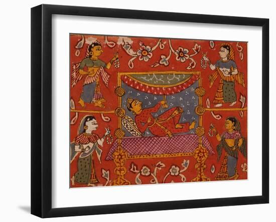 Reclining God with Attendants-null-Framed Art Print