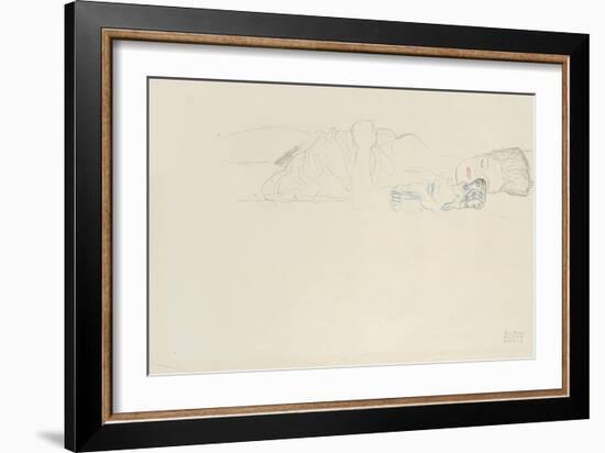 Reclining Half Nude to the Right, C.1914-15-Gustav Klimt-Framed Giclee Print