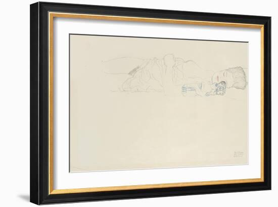 Reclining Half Nude to the Right, C.1914-15-Gustav Klimt-Framed Giclee Print