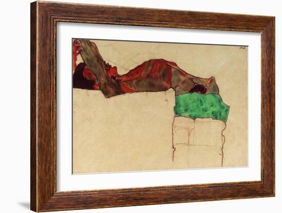 Reclining Male Nude with Green Cloth, 1910-Egon Schiele-Framed Giclee Print