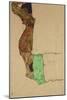 Reclining Male Nude with Green Cloth (Self-Portrait)-Egon Schiele-Mounted Giclee Print