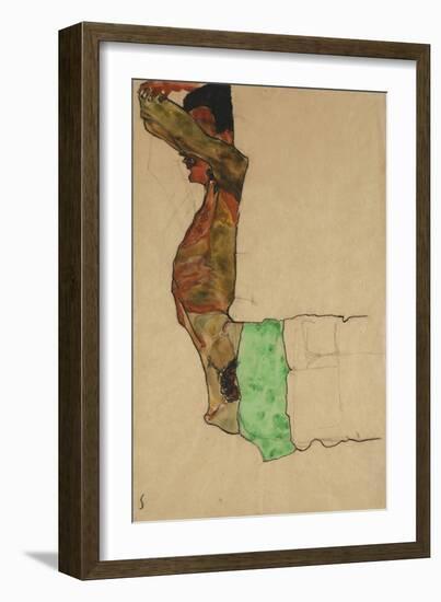 Reclining Male Nude with Green Cloth (Self-Portrait)-Egon Schiele-Framed Giclee Print