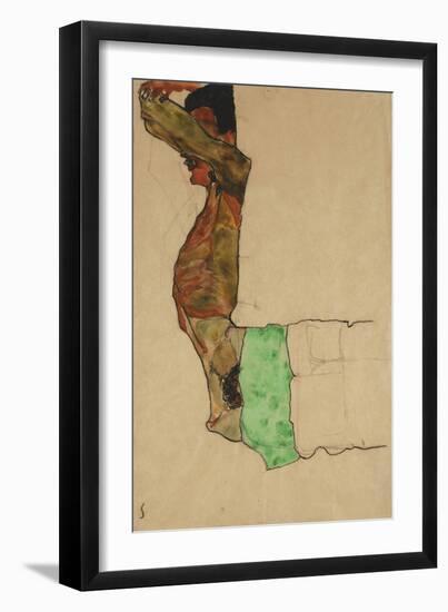 Reclining Male Nude with Green Cloth (Self-Portrait)-Egon Schiele-Framed Giclee Print