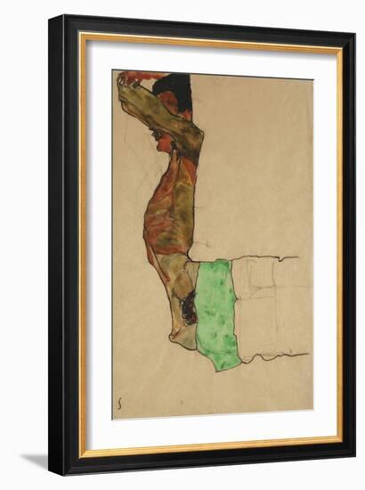 Reclining Male Nude with Green Cloth (Self-Portrait)-Egon Schiele-Framed Giclee Print