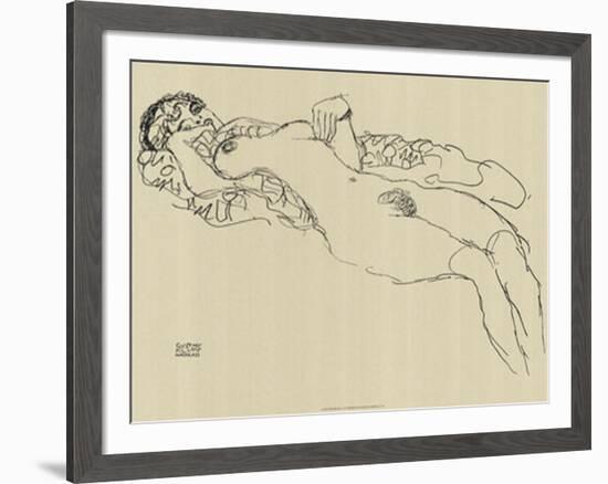 Reclining Nude, c.1917-Gustav Klimt-Framed Art Print