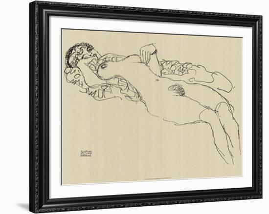 Reclining Nude, c.1917-Gustav Klimt-Framed Art Print