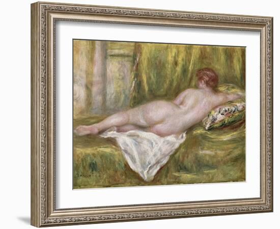 Reclining Nude from the Back, Rest After the Bath, c.1909-Pierre-Auguste Renoir-Framed Giclee Print