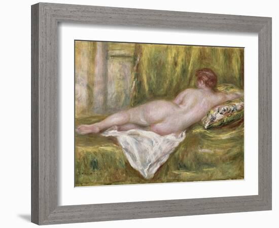 Reclining Nude from the Back, Rest After the Bath, c.1909-Pierre-Auguste Renoir-Framed Giclee Print