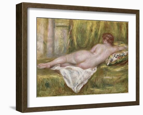 Reclining Nude from the Back, Rest After the Bath, c.1909-Pierre-Auguste Renoir-Framed Giclee Print