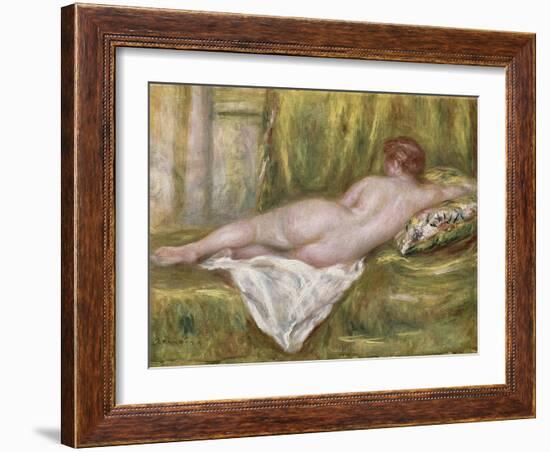 Reclining Nude from the Back, Rest After the Bath, c.1909-Pierre-Auguste Renoir-Framed Giclee Print