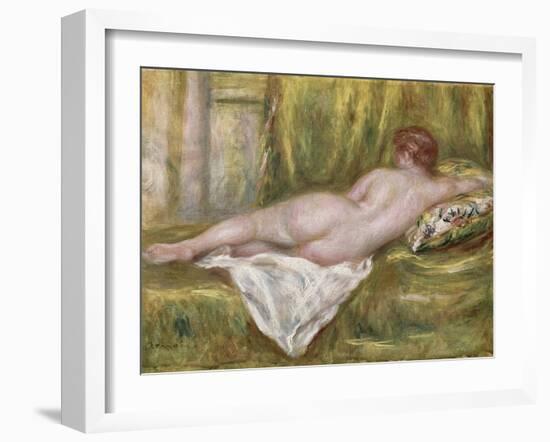 Reclining Nude from the Back, Rest After the Bath, c.1909-Pierre-Auguste Renoir-Framed Giclee Print